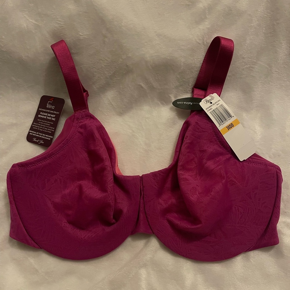 Jessamine Unlined Side Smoothing Minimizer Bra (Wild Aster / Iris Rose, 38DD) - Picture 4 of 11